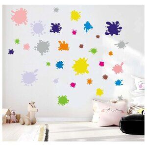 PINKELEPH Colorful Paint Splatter Wall Stickers 84